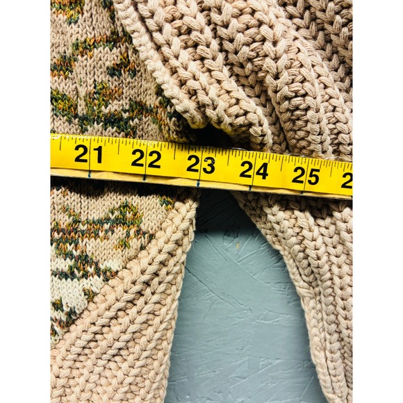 Anthropologie Cardigan Sweater Women's Medium Floral Camo Knit Button Front Flaw - Picture 8 of 12